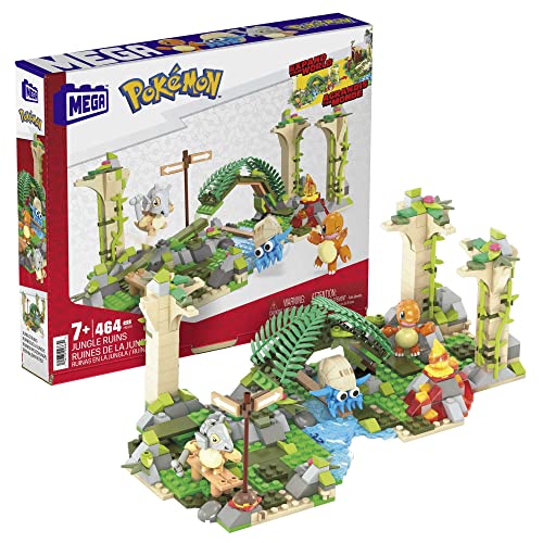 Mega Pokémon Figuren Bauset Dschungel Ruinen, 464 Teile, mit Glumanda, Tragasso und Amonitas-Figuren, Pokémon Spielzeug, Spielzeug ab 7 Jahren, HDL86 Mega Pokémon Figuren Bauset Dschungel Ruinen, 464 Teile, mit Glumanda, Tragasso und Amonitas-Figuren, Pokémon Spielzeug, Spielzeug ab 7 Jahren, HDL86 von Mega Brands