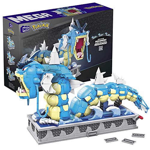 Mega HGC24 - Pokémon Garados Bauset mit 2186 Teilen, vollständig mechanisiertes und bewegliches Bauspielzeug mit Display-Ständer, Spielzeug für Erwachsene und Kinder ab 12 Jahren von MEGA Pokémon