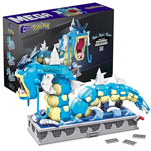 Mega Pokémon Figuren Bauset Garados, 2.186 Teile, vollständig mechanisiertes und bewegliches Bauspielzeug mit Display-Ständer, Pokémon Spielzeug, Spielzeug ab 12 Jahren, HGC24 von Mega Brands