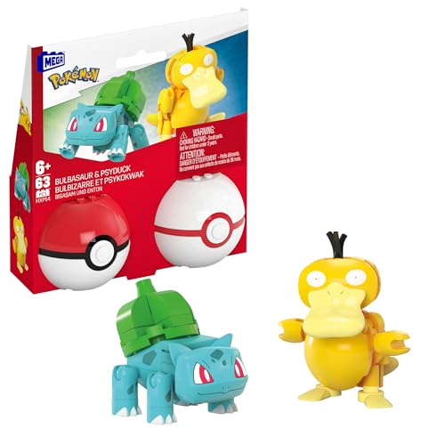 MEGA Pokémon Actionfigur Bauspielzeug-Set, Pokéball 2er-Pack, Bisasam und Enton mit 63 Teilen, für Kinder, HXP14 MEGA Pokémon Actionfigur Bauspielzeug-Set, Pokéball 2er-Pack, Bisasam und Enton mit 63 Teilen, für Kinder, HXP14 von Mega Brands