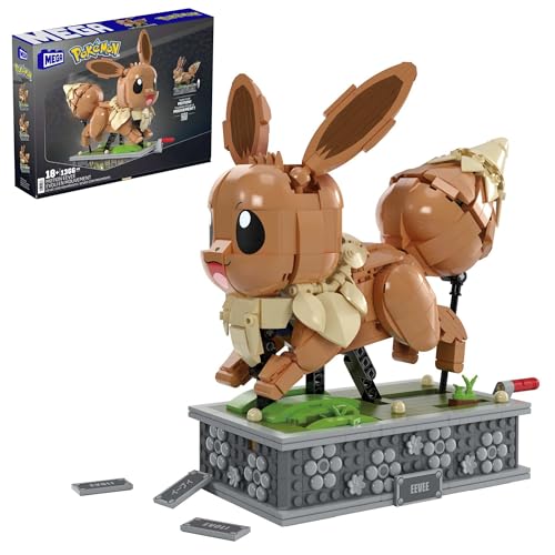 MEGA Pokémon Actionfigur-Bauset, bewegliches Evoli mit 1381 Teilen, zum Laufen an der Kurbel drehen, Spielzeug für Sammler zum Zusammenbauen und Präsentieren, HTH71 von Mega Brands