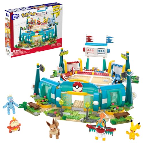 MEGA Pokémon Actionfigur-Bauspielzeug, Trainingsarena mit 1101 Teilen, Kampfspiel und 5 bewegliche Figuren für Kinder, HWR82 von Mega Brands