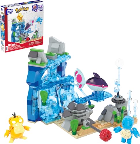 MEGA Pokémon Actionfigur-Bauspielzeug, Wasserabenteuer mit 319 Teilen und beweglichem Schiggy, Enton und Finneon, für Kinder, HXF79 von Mega Brands