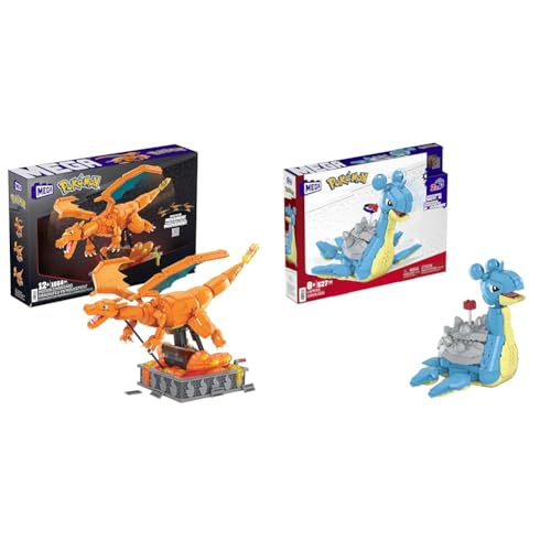 MEGA Pokémon Actionfigur Bauspielzeug für Erwachsene & POKÉMON Lapras - Das gepanzerte Transport-Pokémon (18 cm) im 527-teiliges Bauset mit Kurbelmechanismus in der lizenzierten Sammleredition, HKT26 von MEGA