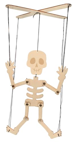MÉGACRÉA Handpuppe Skelett aus Holz, zum Zusammenbauen, Deko von H von MÉGACRÉA