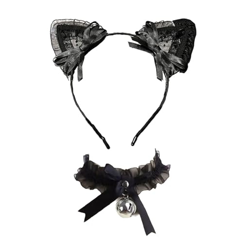 Anime-Katzenohr-Stirnband und Choker-Halskette, Maskeraden, Dienstmädchen-Haarreif, formelle Veranstaltung, Haarband, Halsschmuck, Kostüm-Zubehör Anime-Katzenohr-Stirnband und Choker-Halskette, Maskeraden, Dienstmädchen-Haarreif, formelle Veranstaltung, Haarband, Halsschmuck, Kostüm-Zubehör von MEIBAOGE