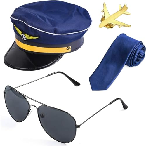 Flugbegleiter Hut Set Stewardesses Baskenmützen Hut Retro Fluggesellschaft Hut Uniform Zubehör für Cosplay und Kostümpartys von MEIBAOGE