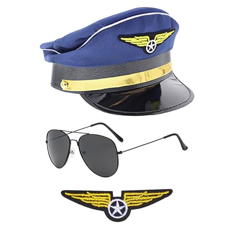 Flugbegleiter Hut Set Stewardesses Baskenmützen Hut Retro Fluggesellschaft Hut Uniform Zubehör für Cosplay und Kostümpartys von MEIBAOGE