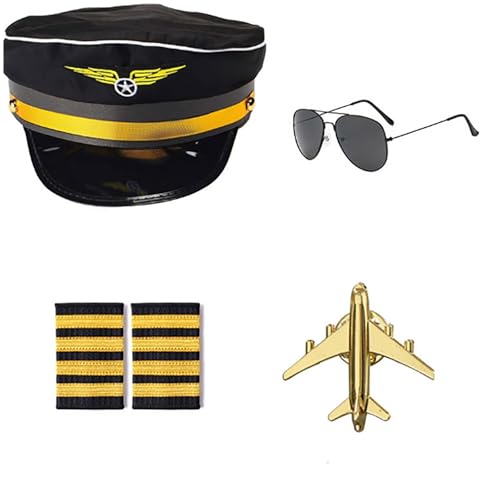 Flugbegleiter Hut Set Stewardesses Baskenmützen Hut Retro Fluggesellschaft Hut Uniform Zubehör für Cosplay und Kostümpartys von MEIBAOGE