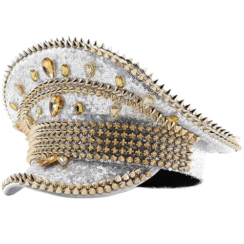 MEIBAOGE Bejeweled Kristall Kapitän Hut Party Hut Matrosenhut für Junggesellinnenabschied Sergeant Hut vielseitig für Clubbühne, Silber MEIBAOGE Bejeweled Kristall Kapitän Hut Party Hut Matrosenhut für Junggesellinnenabschied Sergeant Hut vielseitig für Clubbühne, Silber von MEIBAOGE