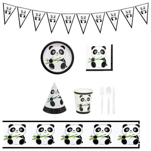 MEIBAOGE Cartoon-Pandas-Geburtstagsparty-Dekorationen, schönes Tier-Themen-Geschirr-Set, elegantes Party-Zubehör für Frauen und Kinder, 9 Sets MEIBAOGE Cartoon-Pandas-Geburtstagsparty-Dekorationen, schönes Tier-Themen-Geschirr-Set, elegantes Party-Zubehör für Frauen und Kinder, 9 Sets von MEIBAOGE