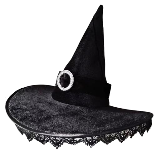 MEIBAOGE Cosplay Hexenhut Halloween Karneval Fotografie Erwachsene Hexenhut mit Spitzenbesatz Party Cosplay Hut für Teenager Erwachsene von MEIBAOGE