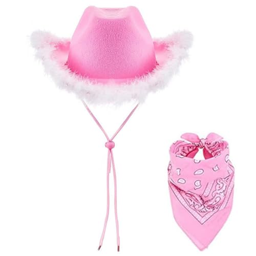 MEIBAOGE Cowboy-Kostüm-Set, Western-Kostüm, pelzige Krempe, Cowgirl-Hut, Druck, Schal, Bandanas für Erwachsene, Nachtclub, Party, Rollenspiel, Zubehör, 2 Stück, Fächer weißes Haar MEIBAOGE Cowboy-Kostüm-Set, Western-Kostüm, pelzige Krempe, Cowgirl-Hut, Druck, Schal, Bandanas für Erwachsene, Nachtclub, Party, Rollenspiel, Zubehör, 2 Stück, Fächer weißes Haar von MEIBAOGE