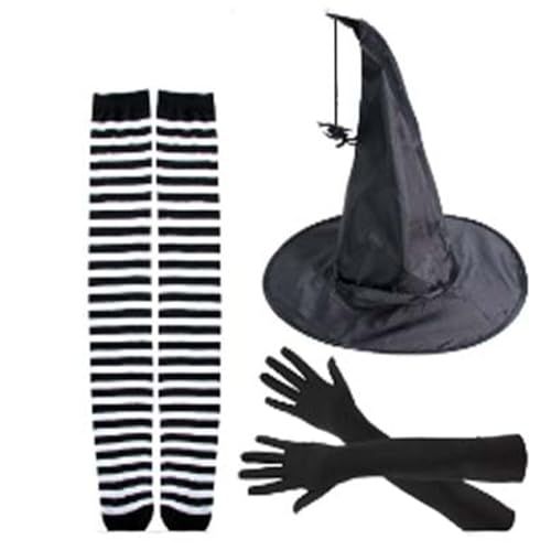 MEIBAOGE Halloween-Hexenhut für Kinder und Erwachsene, Halloween-Party, Cosplay, Kostüm, Requisiten, gestreifter Strumpf für Halloween von MEIBAOGE