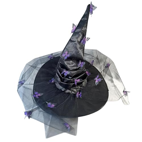MEIBAOGE Uni Halloween Zauberer Hexenhut mit Schmetterling Applikation Zauberer Hut Erwachsene Teenager Cosplay Hexe Festivals Party Werkzeug, Mesh Lila MEIBAOGE Uni Halloween Zauberer Hexenhut mit Schmetterling Applikation Zauberer Hut Erwachsene Teenager Cosplay Hexe Festivals Party Werkzeug, Mesh Lila von MEIBAOGE