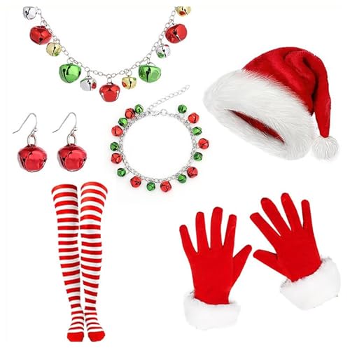 MEIBAOGE Weihnachtsmannanzug, Nikolausmütze, Strümpfe, Halskette, Handschuhe, Set, Foto-Requisiten, Weihnachtsfeier, Coaplay, Weihnachtsmann, Rollenspiel MEIBAOGE Weihnachtsmannanzug, Nikolausmütze, Strümpfe, Halskette, Handschuhe, Set, Foto-Requisiten, Weihnachtsfeier, Coaplay, Weihnachtsmann, Rollenspiel von MEIBAOGE