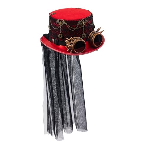 Steampunk Flat Top Hut für Damen Herren mit Brille Halloween Cosplay Party Kostüm Kappe GothicStyle Hut Musik Festival Hut Steampunk Flat Top Hut für Damen Herren mit Brille Halloween Cosplay Party Kostüm Kappe GothicStyle Hut Musik Festival Hut von MEIBAOGE