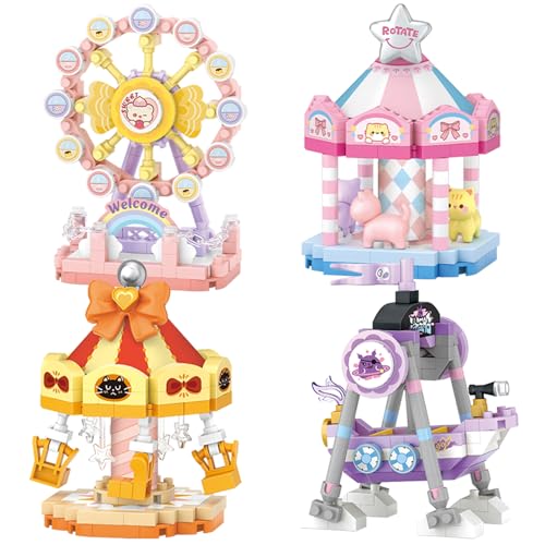 MEIEST 4 PCS Mini Vergnügungspark Bausteine Set,Simulation Architektur Sammlung Partikelbau Bausteine Spielzeug von MEIEST