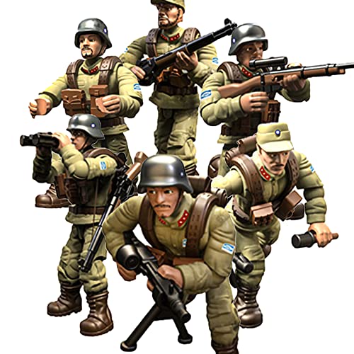 MEIEST 6 Stück Mini WWII Soldat Militär-Actionfiguren, Armee-Modell-Baustein-Spielzeug mit mehreren militärischen Waffen, Zubehör, Partygeschenk-Set für Kinder (CN Army) von MEIEST