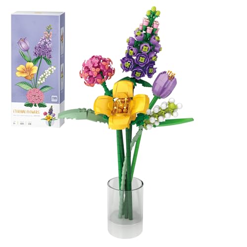 MEIEST Blumenstrauß Bausteine Set,Mini Ziegel Pflanze Botanische Sammlung BAU Gebäude Spielzeug,Kreative DIY Künstliche Blumen Home Decor (Lila) von MEIEST