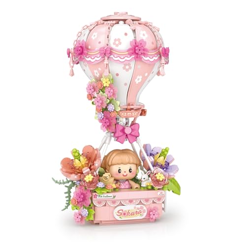 MEIEST Heißluftballon Bausteine Set,Fantasie Traumreise Sammlung BAU Ziegel Spielzeug,Wohnkultur (Kirschblüten) von MEIEST