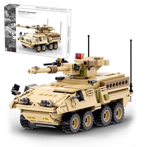 MEIEST Militärfahrzeug Bausteine Sets, gepanzerter Modell Ziegel Set Hochdetaillierter Satz für Militär Enthusiast, Jugendliche und Erwachsene (M1128 MOBILE GUN SYSTEM) von MEIEST