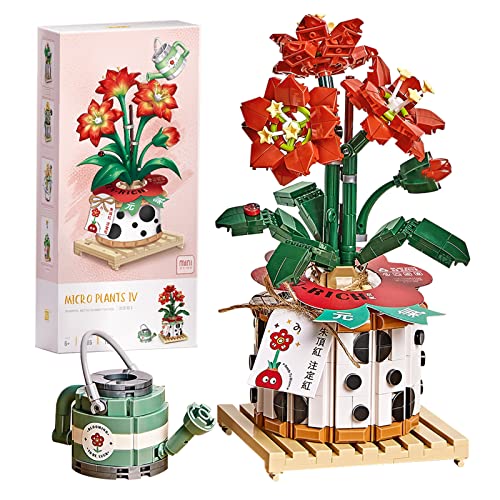 MEIEST Mini-Bausteine, Bonsai-Pflanzenmodell-Set, kreative DIY-Simulation, Partikel, Blume, Sukkulenten, botanische Sammlung, Bausteine, Spielzeug, Heimdekoration,14+(Amaryllis) von MEIEST