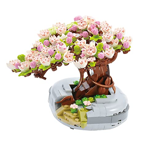MEIEST Mini-Bausteine, Sakura-Pflanze, Bonsai-Modell-Set, kreatives DIY-Simulation, Kirschblüten-Blume, botanische Kollektion, Bausteine, Spielzeug für Kinder und Erwachsene, Heimdekoration von MEIEST