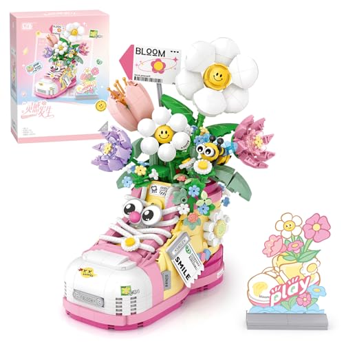 MEIEST Mini Blume Schuhe Bausteine Set,Kreative künstliche Simulation Partikel Bouquet Bonsai Succulent Botanical Collection,Home Decor (Große Kopfschuhe) von MEIEST