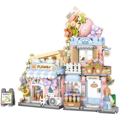 MEIEST Mini City Shop Street View Bausteine Modell Set,Simulation Tiere Architektur Sammlung Partikel BAU Ziegel Spielzeug,Home Dekoration (4-Blumenladen) von MEIEST
