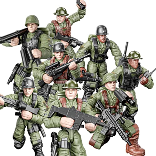 MEIEST Soldaten-Modellausrüstung aus dem Zweiten Weltkrieg, Baustein-Spielzeug, 8 Stück Soldaten-Action-Figuren mit mehreren militärischen Waffen, Zubehör, Partygeschenk-Set für Jungen von MEIEST
