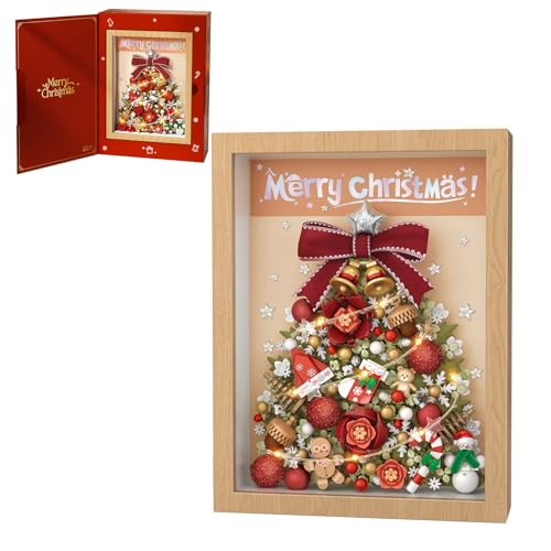 MEIEST Weihnachtsbaum Bilderrahmen Bausteine Set,Kreatives Weihnachtsbauset mit exquisitem Rahmen,Fantasy Bauen Ziegel Spielzeug,Home Decor (Rot) von MEIEST