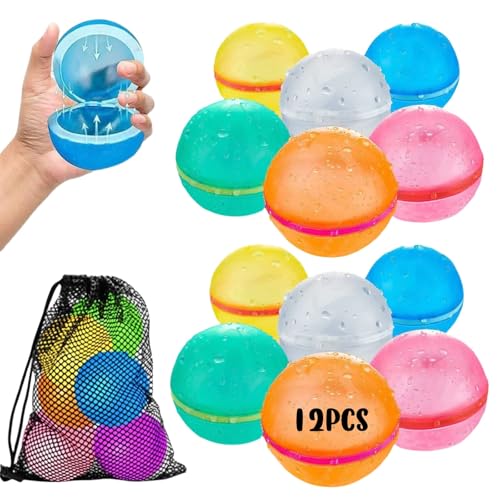 magicsplashy balls 8/12/17 Stück Wiederverwendbare Wasserballons mit automatischer Wasserzufuhr, weiche Silikon-Wasserspritzkugeln für Outdoor-Spiele und Sommerpartys, magnetischer Wasserball von MEIION