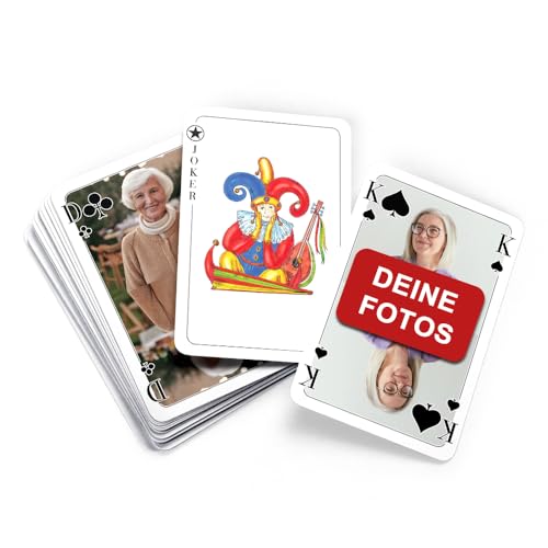 MEINSPIEL - Personalisiertes Canasta- und Rommé-Kartenspiel Deck - Eigene Fotos auf den Karten - Fotogeschenk für Erwachsene und Jugendliche - 55 Spielkarten im französischen Rommé-Blatt von MEINSPIEL ECHTE SPIELE - SELBER MACHEN