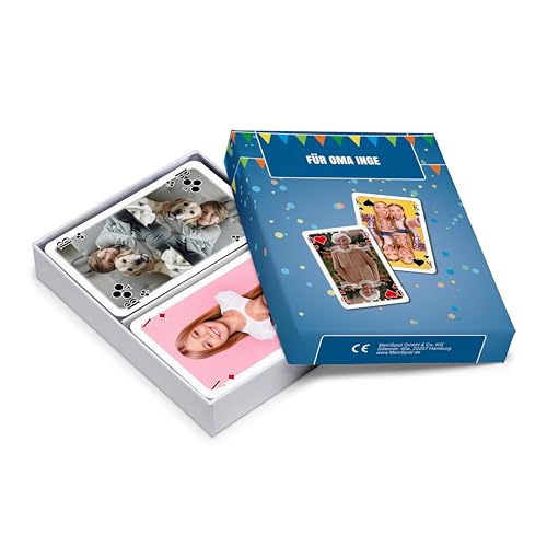 MEINSPIEL - Personalisiertes Rommé-Kartenspiel - Eigene Fotos auf Vorder- und Rückseiten - Anspruchsvolles Foto-Geschenk für Freunde und Erwachsene - 110 Spielkarten im französischen Design von MEINSPIEL ECHTE SPIELE - SELBER MACHEN