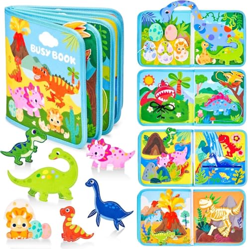 MEIRRAI Montessori Spielzeug ab 1 2 3 Jahre, Quiet Book mit Dinosaurier Thema, 20-in-1 Busy Board Weichem Filz Lernspielzeug für Autofahrten Junge Mädchen Geschenk Activity Sensorik Spielzeug MEIRRAI Montessori Spielzeug ab 1 2 3 Jahre, Quiet Book mit Dinosaurier Thema, 20-in-1 Busy Board Weichem Filz Lernspielzeug für Autofahrten Junge Mädchen Geschenk Activity Sensorik Spielzeug von MEIRRAI