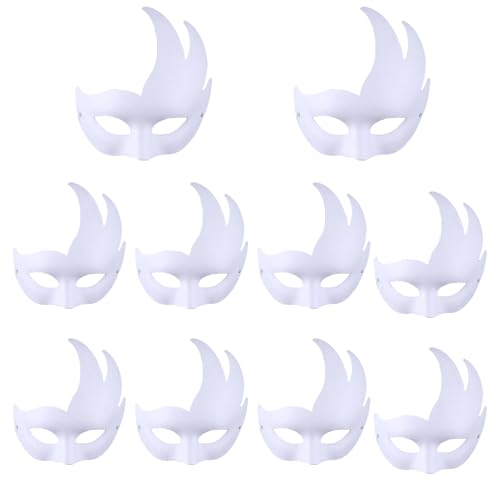 MEISH 10 Stück Schwanenmasken zum Selbermachen, weiße Masken, Malerei, Halbgesicht, Papiermaske, Maskerade Maske für Cosplay, Halloween von MEISH