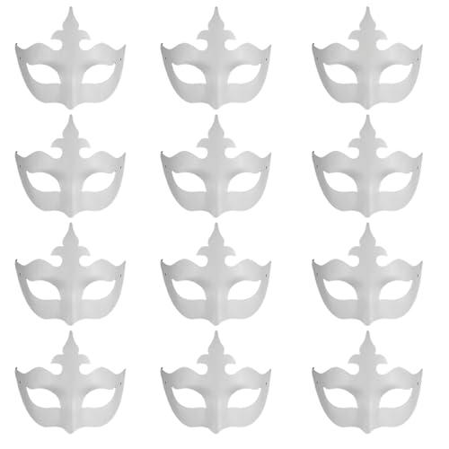 MEISH 12pcs Cosplay Masks White Paper Face Mask DIY Blank Masks Maskerade Half Face Mask for Halloween Carnival Cosplay Party von MEISH