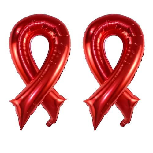 MEISH 2 x rote Folienballons für Brustkrebs-Bewusstseins-Ballonbänder, geformter Ballon, Hoffnung, Stärke, Glaube, Ballons, Spendenaktions-Event-Zubehör von MEISH