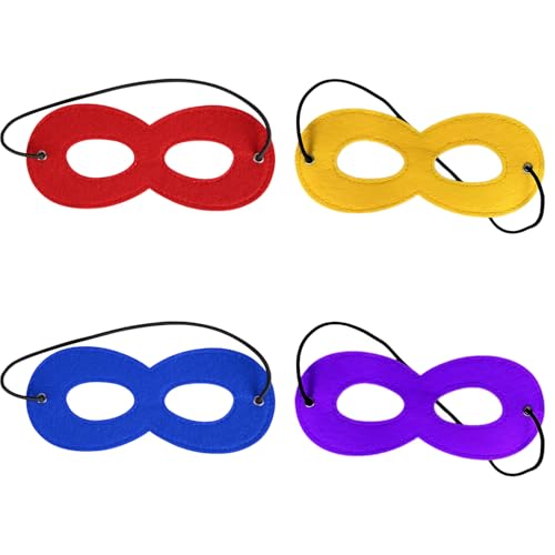 MEISH 4 x Halloween-Kostüm-Augenmaske, Filz-Augenmaske, Superhelden-Masken, verstellbare Halbmasken für Maskerade-Party (4 Farben) von MEISH