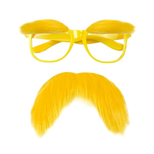 MEISH Gelber Schnurrbart und Augenbrauen mit Brille, für Cosplay, Kostüm, Schnurrbart, Halloween, Cosplay, Party, Gastgeschenke für Erwachsene und Kinder von MEISH