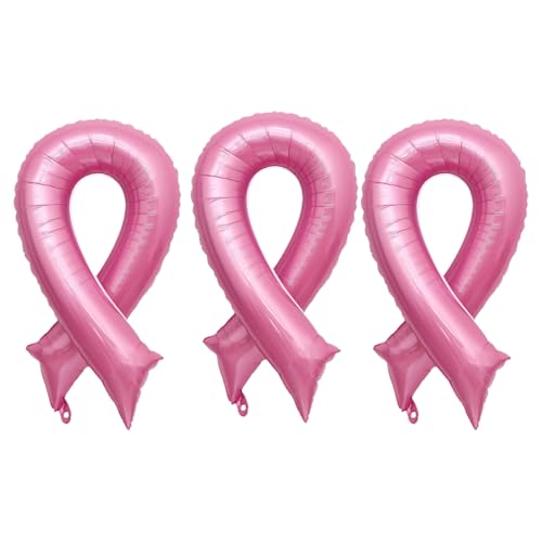 MEISH Luftballons für Brustkrebs-Bewusstsein, rosa Schleife, Luftballons, Hoffnung, Stärke, Glaube, Folienballon, Aktivität, Party, Dekoration, Zubehör für Frauen, 3 Stück von MEISH