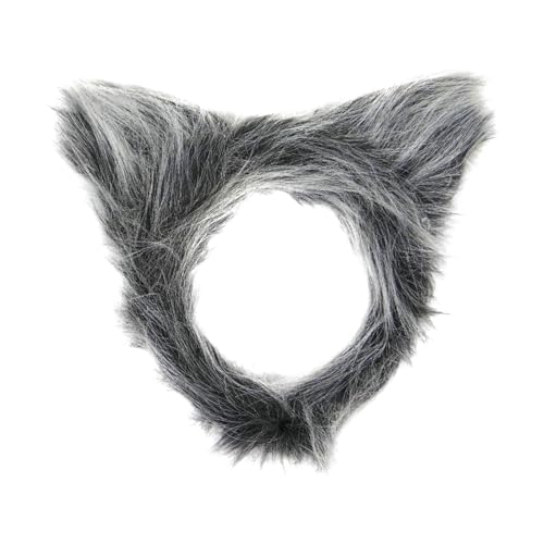 MEISH Plüsch Grau Wolf Ohren Stirnband Niedlich Tier Stirnband Niedlich Wolf Haarband Wolf Kostüm Zubehör für Halloween Party Cosplay von MEISH