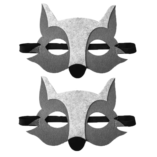MEISH Wolfsmasken aus Filz, Halbgesicht, Tiermasken, Maskerade, Halloween, Filz, Cosplay, Masken für Kinder, Partyzubehör, 2 Stück von MEISH