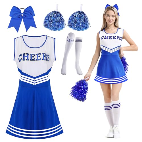 MEISHANG Cheerleader Kostüm Damen,Kostüm Cheerleader für Erwachsene,Cheerleadering Outfit Mädchen,High School Cheerleader Kostüm,Cheer Outfit für Karneval, Mottoparty, Halloween von MEISHANG