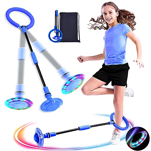 MEISHANG Swing Wheel mit Lichtrad,Kinder Blinkender Springring,Kinder Blinkender Springring Fußkreisel,Springender Ball Blinkender,Faltbarer Flash Jumping Ball,Blinkender Sprungball von MEISHANG