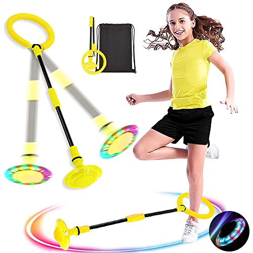 MEISHANG Swing Wheel mit Lichtrad,Kinder Blinkender Springring,Kinder Blinkender Springring Fußkreisel,Springender Ball Blinkender,Faltbarer Flash Jumping Ball,Blinkender Sprungball von MEISHANG