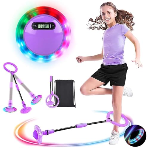 MEISHANG Swing Wheel mit Lichtrad,Swing Wheel mit Zähler,Springring Fußkreisel Kinder,Kinder Blinkender Springring,Faltbarer Blinkender Sprungball,Geschenke für Mädchen 3+ Jahre(Lila/1PCS) von MEISHANG