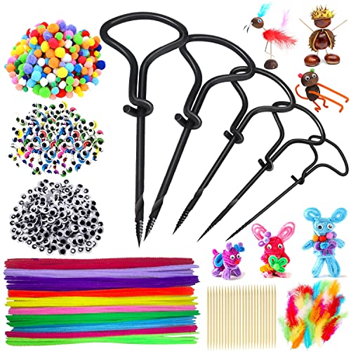 MEISHANG kastanienbohrer Kinder,385PCS bastelset kastanien Kinder,kastanien basteln,herbstbasteln Kinder Set,basteln mit kastanien,handbohrer Kinder kastanien,handbohrer Kinder kastanien Set von MEISHANG