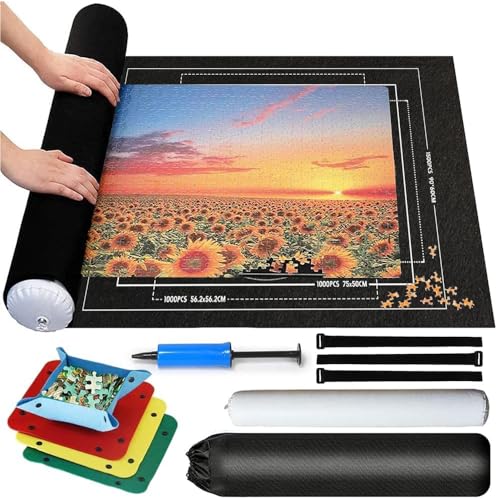 Puzzleunterlage 1500 Teile,Tragbare Puzzles Matte,Puzzlematte Rolle Aufblasbar,Jigsaw Mat,Puzzle Roll Storage Mat von MEISHANG